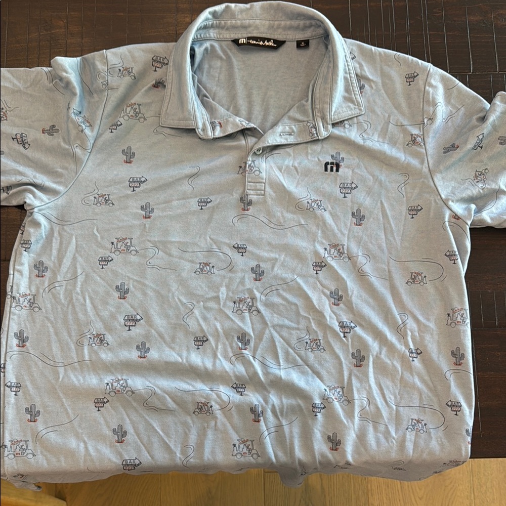 Travis Mathew Light Gray Patterned Polo Shirt